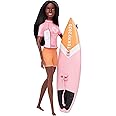 Barbie Olympic Games Tokyo 2020 Surfer Doll with Surf Uniform, Tokyo 2020 Jacket, Medal, Tokyo 2020 Surfboard with Fins for Ages 3 and Up, Multi (GJL76)