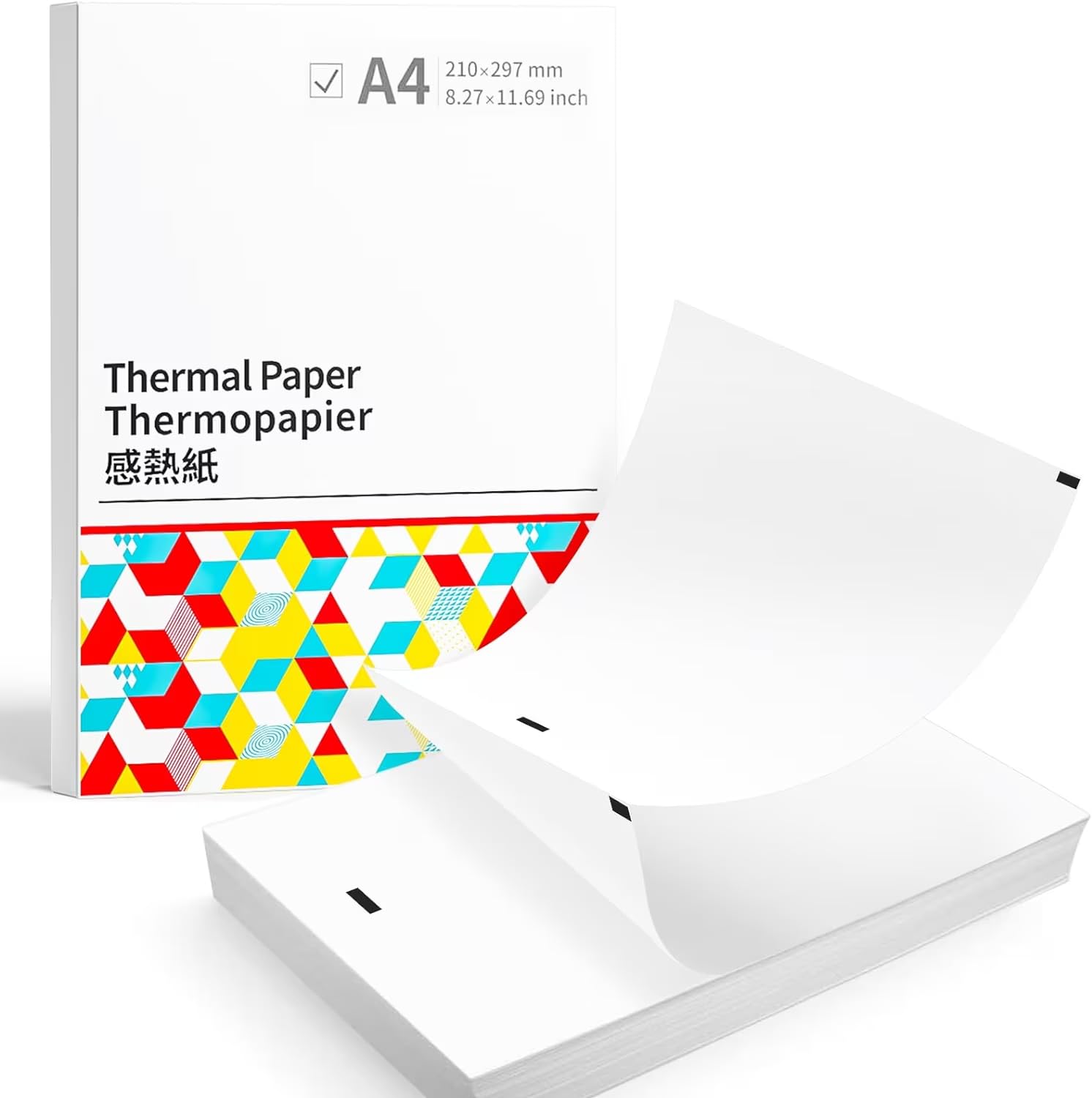 A4 Thermal Printer Paper Sheets (210 x 297mm), Thermal Sheets Compatible with Phomemo M832/M834 PJ762/PJ763MFi, HPRT MT800 – Thermal Printer Paper (200 Fanfold Sheets - Thermal Paper)