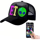 LED Hats, LED Display Screen Baseball Caps with Programmable Scrolling Message, Bluetooth APP Control, Custom Text, Patterns & Animations Hat - Perfect for Christmas and Halloween Parties & Raves