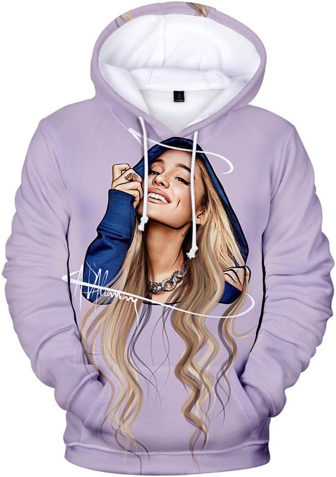 Fashion 3D Hoodies Printed Funny Ariana Singer Grande Hoodie Pullover Graphic Sweatshirts Hooded with Big Pockets