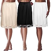 Zhanmai 3 Pieces Half Slips, Womens Slip for Under Dresses Extenders Skirt Half Slip Satin Anti Static Lace Long Underskirt