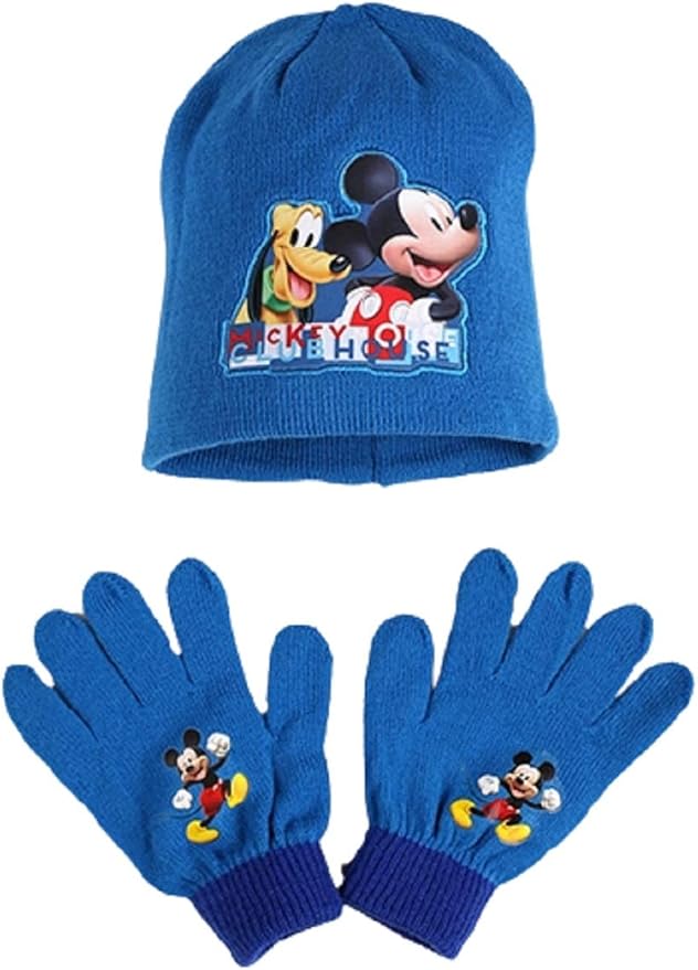 Disney Mickey Mouse Hat and Gloves Set Kids Children Size Approx 3 to 6