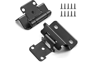 DONANIM 1/2" Overlay Semi Partial Wrap Cabinet Hinges, 4 Pairs (8 Pcs) Self Closing Matte Black Hinges for Variable Kitchen Bathroom Cabinets Cupboard Doors