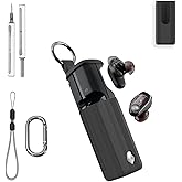 for Skullcandy Method 360 ANC Case Cover with Cleaner Kit,Soft Skin Silicone Case Cover with Keychain and Lanyard,Full Protective Case for Men and Women-Black