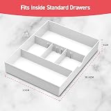 Amtido Desk Drawer Organiser Tray 3 Compartments White 2 Adjustable Dividers view 2