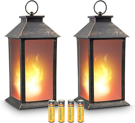 zkee 13" Vintage Style Decorative Lantern,Flickering Flame