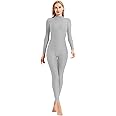 speerise Adult High Neck Zip One Piece Unitard Full Body Leotard Bodycon Jumpsuit for Women