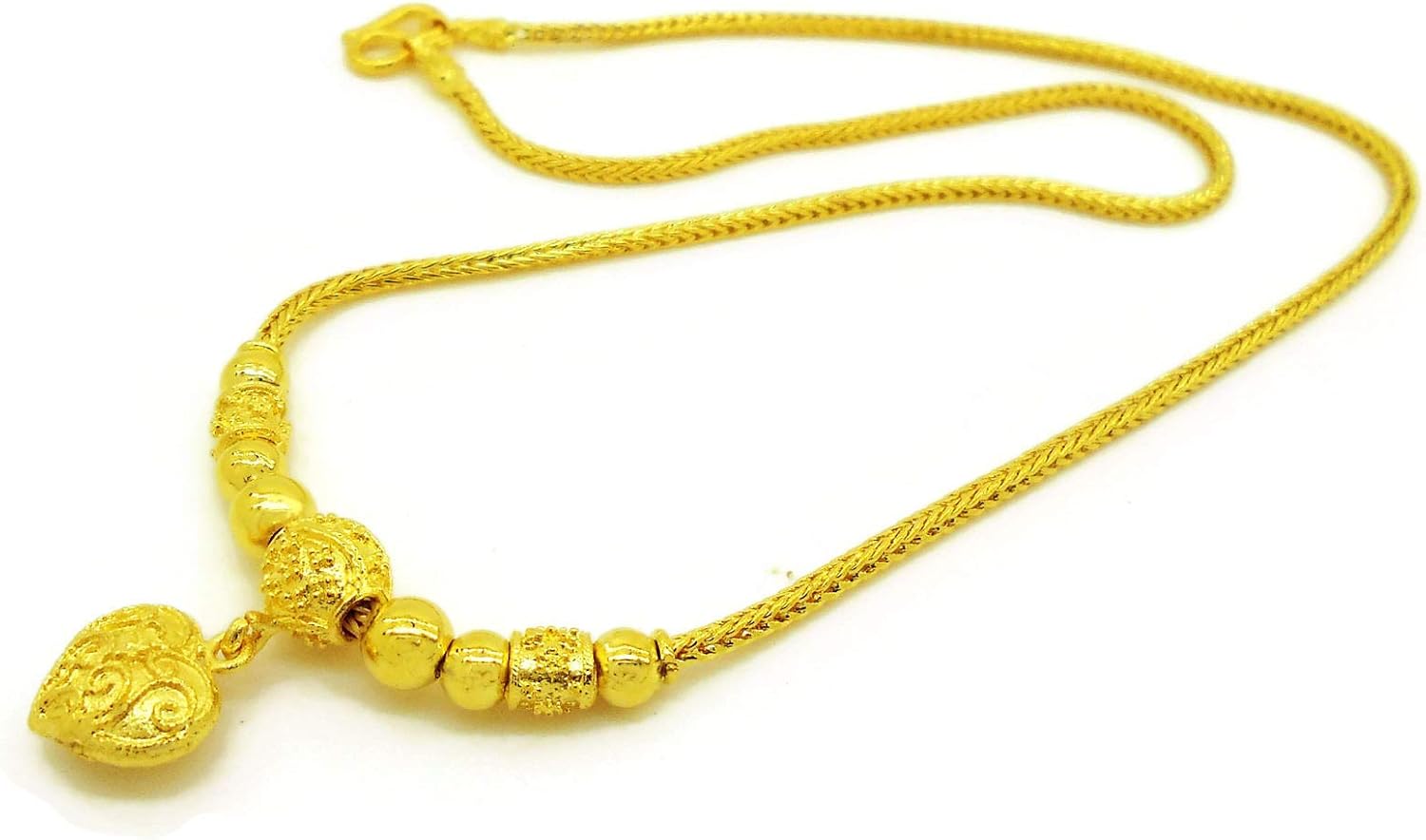 thumbnail image 2 of 24k Thai Yellow Gold Plated Heart Pendant Necklace – 18 Inch, Women's Asian Style Jewelry 2 of 2