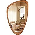 HOMECOOKIN Asymmetrical Mirror Wood, 19.5" x 30.5" Irregular Wall Mirror Wood Framed Mirror Decor for Bathroom Living Room Bedroom Entryway