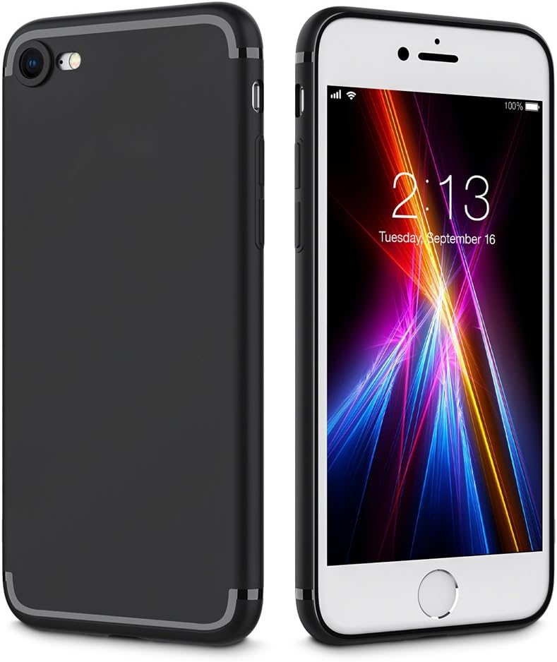 iPhone 8 Case, iPhone 7 Case,Nlinta Ultra Thin TPU Soft Slim Cover Case Durable Flexible Anti-Scratch Full Protective for Apple iPhone 7 / iPhone 8 - Black