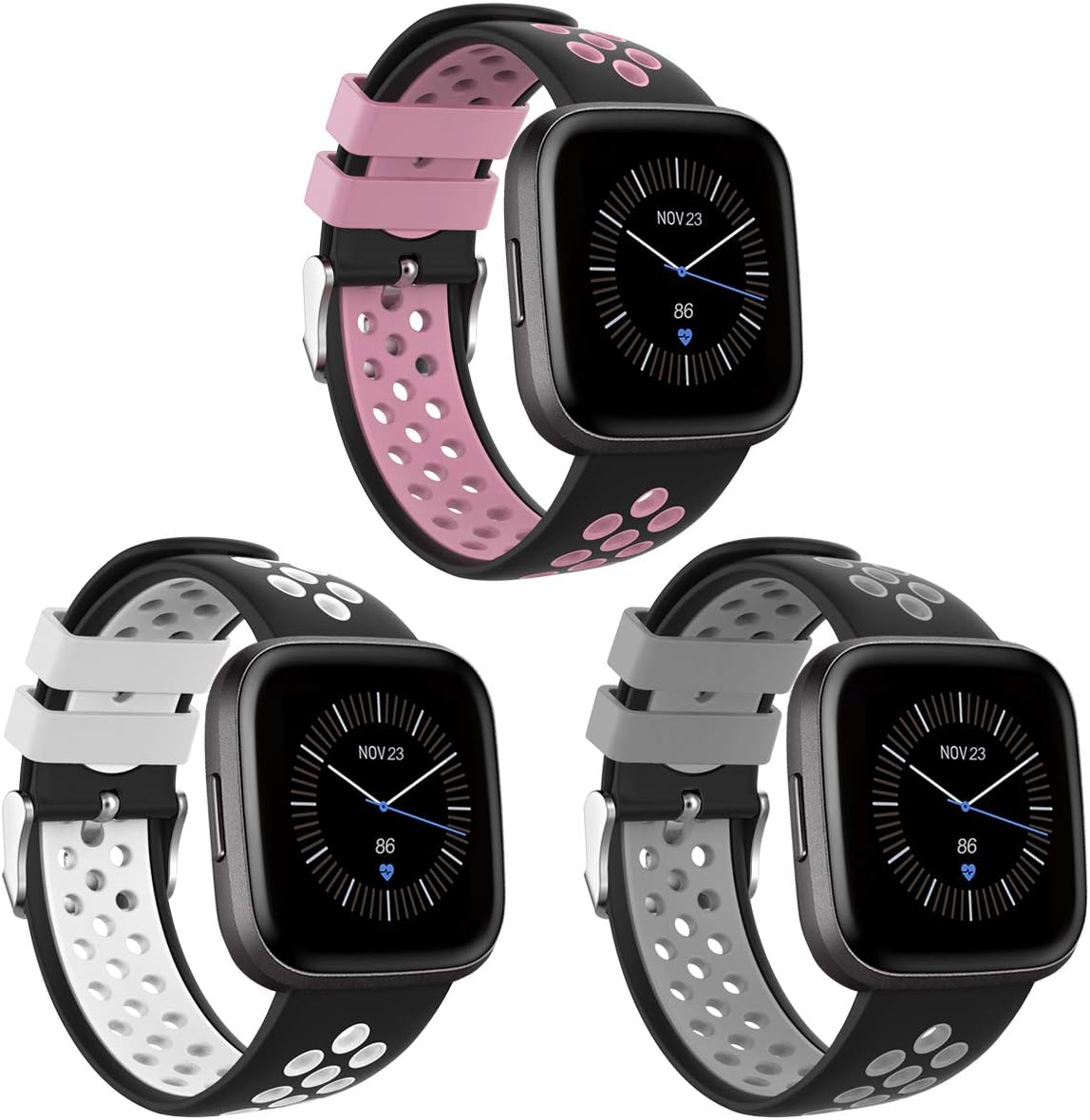 Unodrm Strap Compatible for Fitbit Versa Strap/Versa Lite/Versa 2 Strap Women Men, Silicone Replacement Wristband Compatible for Fitbit Versa/Versa 2/ Versa Lite/Versa SE Smartwatch (No Watch)