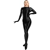 SOFSOT Glossy Full Bodysuit Womens One-Piece Swimsuit Shiny Unitard Back Zipper
