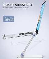 Glangeh Adjustable Laptop Stand 10-16in Aluminum Ergonomic Riser Silver view 2