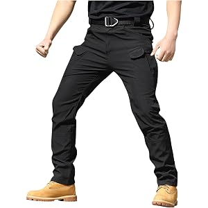 tobchonp Mens Cargo Pants Water Resistant Relaxed Fit Hiking Work Pants Multi Pockets Ripstop Flex Baggy Camo Tactical Pant
