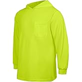 Uno Mejor Hi Vis Shirts for Men, High Visibility Shirts with Hood, Safety Shirts with Long Sleeves, Construction Work Shirts for Men, Lightweight, Breathable, UCH-Yellow XL