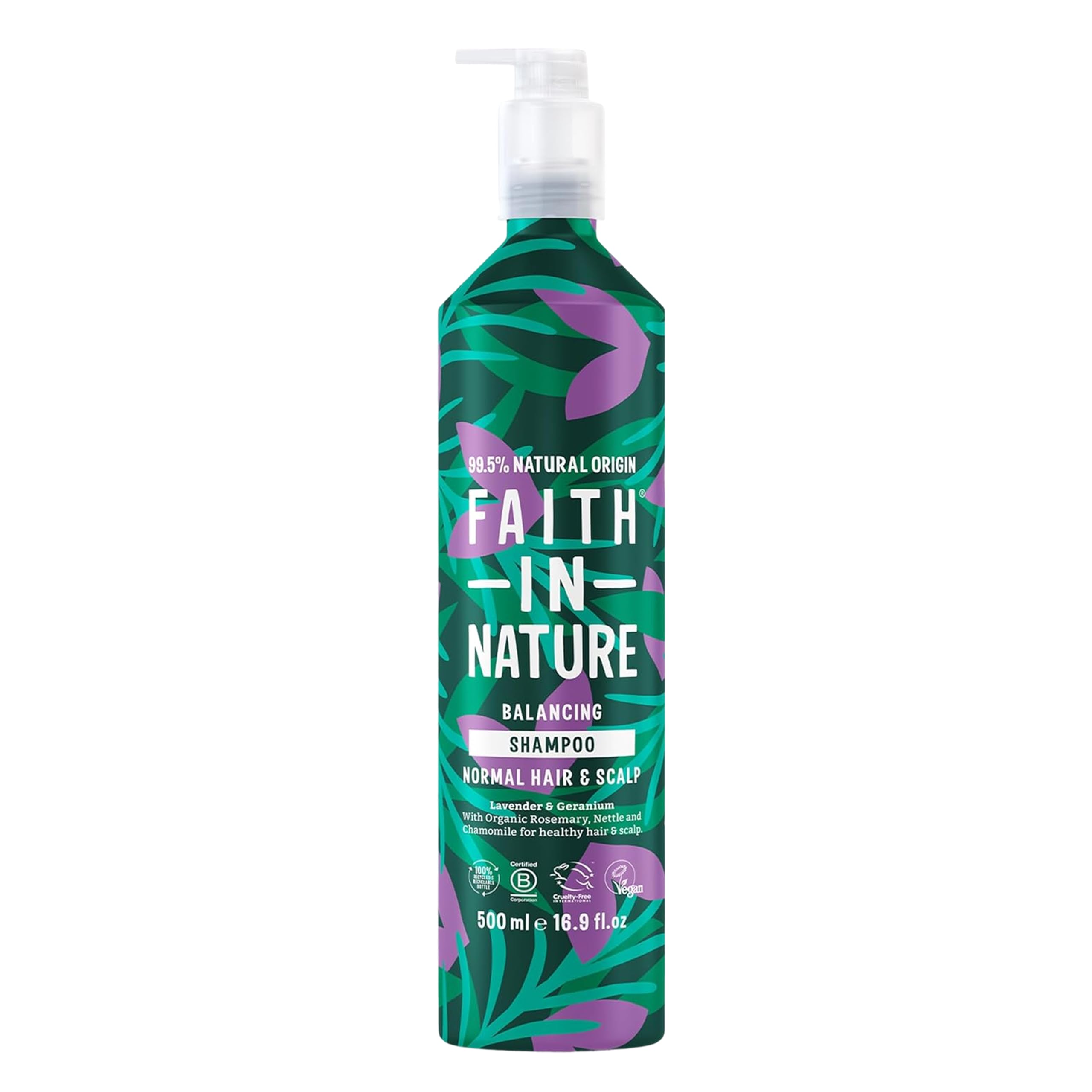 Faith In Nature - Natural Shampoo Aluminium Bottle - Vegan & Cruelty Free, No SLS or Parabens - 500ml, Lavender & Geranium