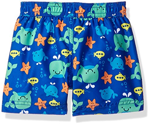 Kiko & Max Baby Boys Set With Short Sleeve Rashguard Swim Shirt, Blue Whales, 18M