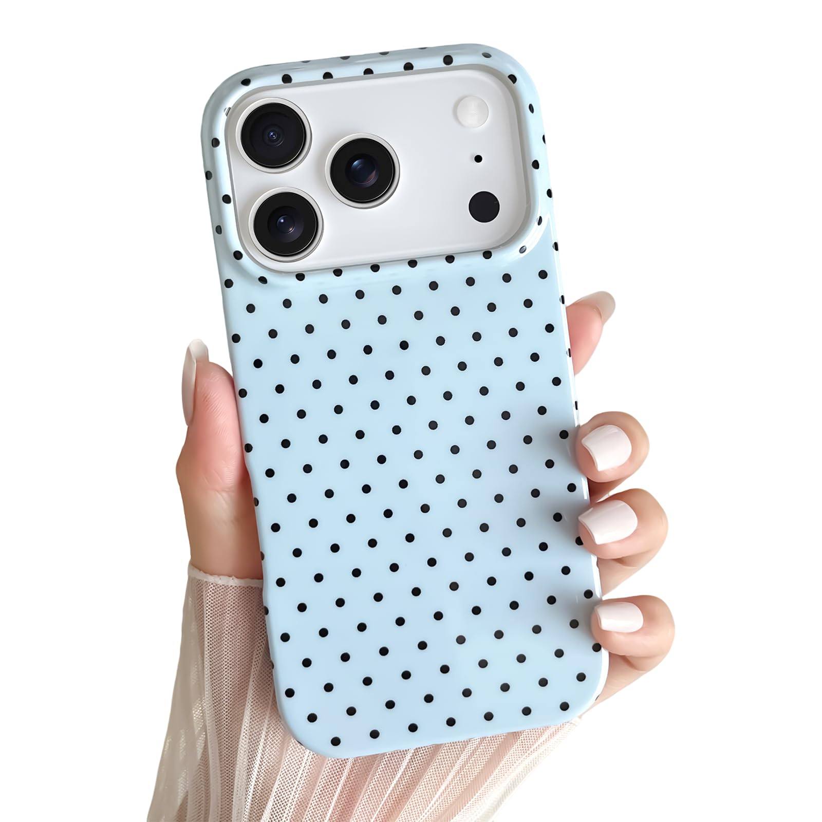 Yeddabox for iPhone 17 Pro Max Case Cute Polka Dot Phone Case Soft TPU Slim Shockproof Phone Cover for Women Girls, Blue
