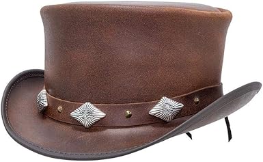 brown leather top hat