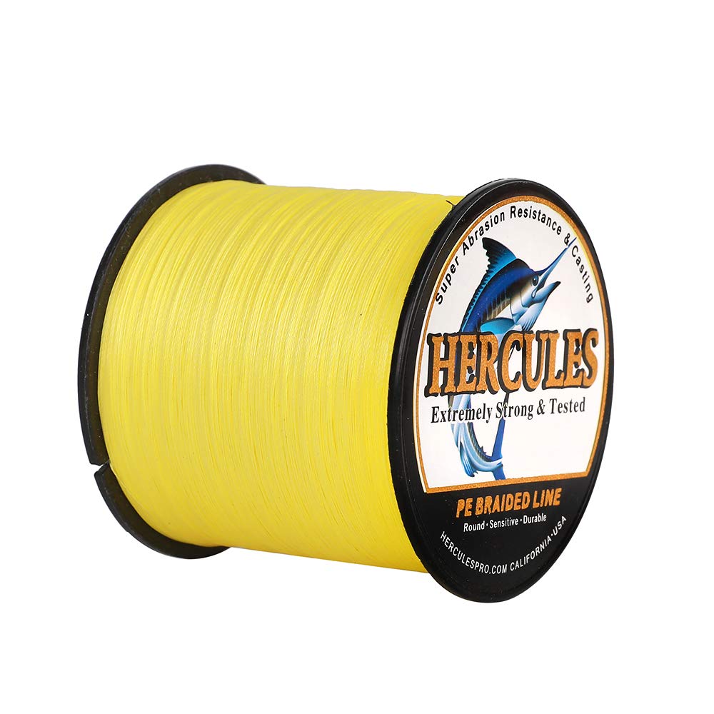 Hercules Super Strong 500M 547 Yards Braided Fishing Line 40 LB Test for Saltwater Freshwater PE Braid Fish Lines 4 Strands - Yellow, 40LB (18.1KG), 0.32MM — image 1