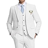 High-End Suits Men Suit Slim Fit White Linen Casual