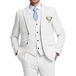 High-End Suits Men Suit Slim Fit White Linen Casual