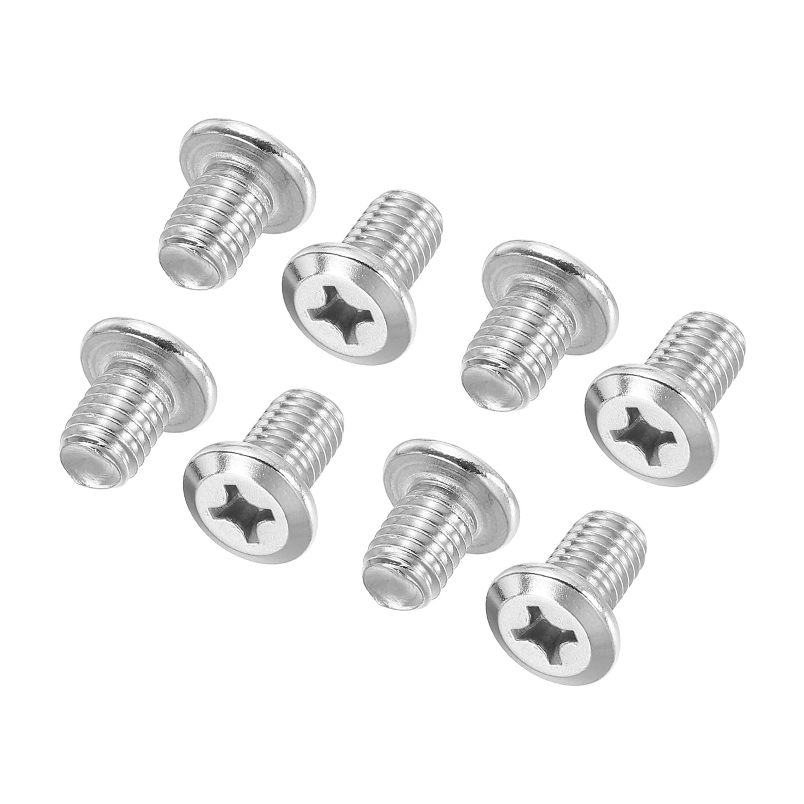 PATIKIL Flat Round Head Phillips Screws, 8 Pack M8-1.25 x 12mm Binding Screws 304 Stainless Steel 18-8 Full Thread, Phillips Drive Machine Screw Furniture Screw Connector Bolts