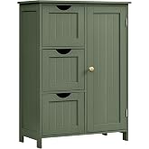 VASAGLE Bathroom Floor Storage Cabinet, 3 Drawers, Forest Green | Bathroom Storage Unit, 3 Drawers, 23.6"L x 11.8"W x 31.9"H, SOFIE Collection UBBC049C01