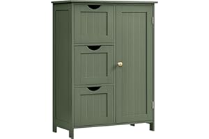 VASAGLE Bathroom Floor Storage Cabinet, Freestanding Bathroom Storage Unit with 3 Drawers, 1 Adjustable Shelf, 30 x 60 x 80 c