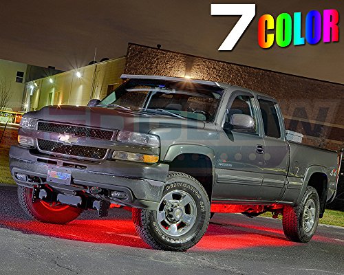 LEDGlow 6pc Multi-Color Slimline LED Truck Underbody Underglow Light Kit - Durable Waterproof Light Tubes - Includes Wireless Remote