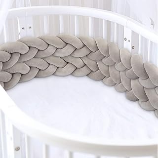Luchild Bettschlange geflochten Bettumrandung Babybett Baby Nestchen Weben bettschlange geflochten Stoßfänger Dekoration für Krippe Kinderbett (200cm Grau)