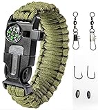Paracord Bracelet Emergency Kit 17 pcs Survival Gear by A2S - Ultimate Survival Series includes 12 pcs Fishing Gear & Baits - Emergency Food Preparedness for all