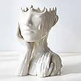 COTYNI White Ceramic Face Vase for Flowers, Female Form Half Body Bust Vases, Unique Head Vase, Boho Feminist Minimalism Modern Decorative Vase for Bookshelf Office Home Decor Centerpiece for Table