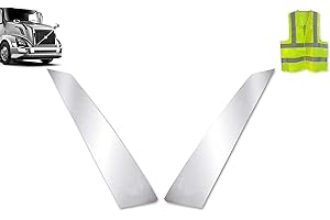 Kozak Chrome Finish Stainless Steel Fender Trim Compatible with Volvo VNL Truck Accessories 2004-17 Model Right (Passenger Side) and Left (Driver Side) Pair SET PLUS Logo and Vest