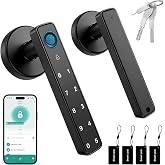Smart Door Lock with Knob, Keyless Entry Door Locks with Handle,APP Control | Fingerprint Door Keypad Knob for Bedroom/Front Door/Office /Apartment, 5 Unlock Ways,Auto Lock, Generate Passcode Remotely