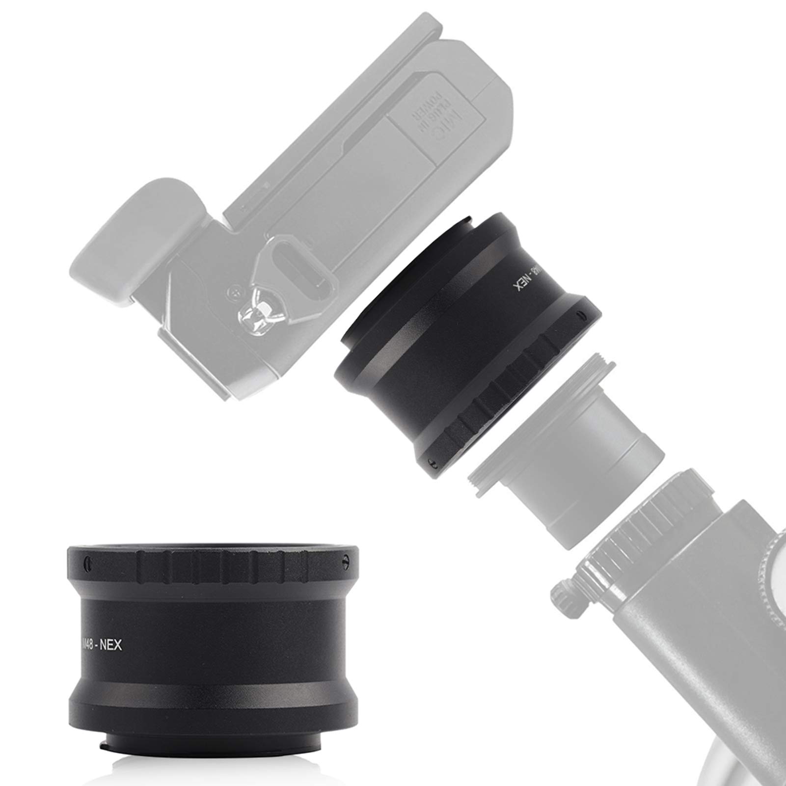 VBESTLIFE Telescope Conversion Ring Adapter, Portable M48*0.75mm,37mm Aluminum Alloy Adapter for SONY E-mount for Sony A7 A7S A7R Ar7II Cameras
