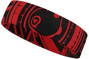 Black and Red Sweatbands for Men, Lightweight Sports Headband for Women, Breathable Elastic Hairband for Running, Athletic, W