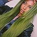 QD-Udreamy Fashion Natural Straight Green Lace Front Wigs Hand Tied Heat Resistant Synthetic Hair Wigs for Women Party Wear 24 Inch