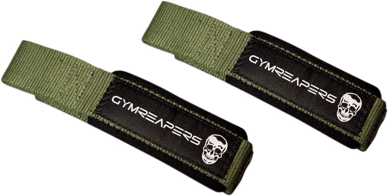 Lifting Wrist Straps for Weightlifting, Bodybuilding, Powerlifting, Strength Training, Deadlifts - Padded Neoprene with 18" Cotton (Military Green): Sports & Outdoors