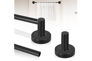 HTZON 2Pack Black Magnetic Curtain Rod,Magnetic Curtain Rod for Door,Adjustable Magnetic Towel Bar,Magnetic Curtain Rods for Metal Doors 16-28 Inch,Tool-Free Magnetic Rod with Leather Protective Cover
