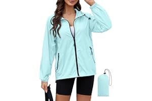 CRIPOM Rain Jacket Women Lightweight Waterproof Windbreaker Jacket Hooded Packable Rain Coats with Pockets S-XXL