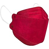 Borje KN95 Face Masks for Adults 50 Pack, 5-Ply Red Disposable Face Mask Against PM 2.5 Smoke & Dust, Filtration Efficiency 95%