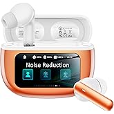 Wireless Earbuds, Ear Buds Active Noise Cancelling with Charging Case, 6.0 Bluetooth Earbuds with AI Clear Calls, 40H Playtime for Sports & Working, Stereo Sound Headphones for iPhone/iPad-Orange
