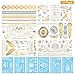 Temporary Tattoos, 12 Sheets Henna Tattoo Kit, 176 Pieces Flash Metallic Silver White Tattoos Combo, Mandala Festival Clothing, Gold Tattoos, DIY Home Decor, Boho Body Tattoos for Women Kids