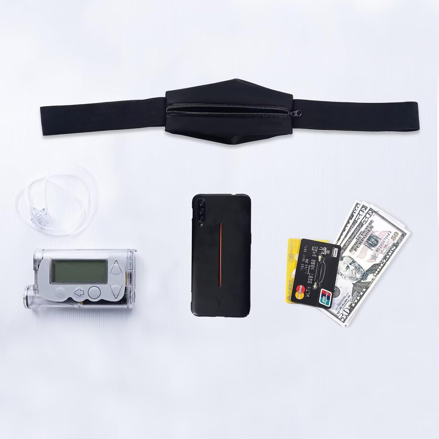 Insulin Pump Belt, No-Bounce Insulin Pump Holder Compatible with Tandem t:Slim/t:Slim X2, Medical Expandable Waist Pouch, Adjustable Diabetic Band Accessories, Diabetic Supplies