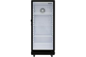 Hamilton Beach, 6.0 Cu. Ft. Commercial Glass Door Display Merchandiser Refrigerator Cooler, ETL, Black