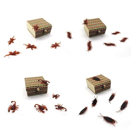 Crazy-Store Novelty Funny Wooden Scared Box Insect Tricky Play Joke Horror Toys (Red