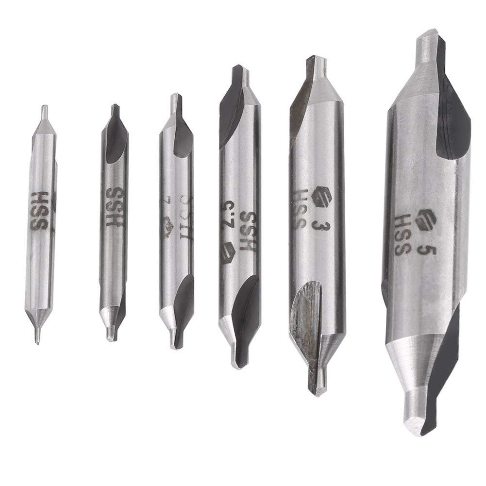 6Pcs Centering Drill Bit Set 60 Degree High Speed Steel Centering Drills Set Countersink Lathe Tool Bit 1mm 1.5mm 2mm 2.5mm 3mm 5mm