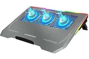 LIANGSTAR Laptop Cooling Pad, Aluminum-Alloy Gaming Laptop Cooler 8 Modes RGB Light for 10-17.3 Inch Notebook, Light Weight Stand with 3 Height Adjustable, 2 USB Ports & Type-C, Control Fan Speed