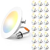 Amico Recessed Lighting 4 Inch, 24 Pack 5CCT Flat LED Can Lights, 2700K/3000K/4000K/5000K/6000K Selectable, 7W Eqv 60W, 700LM